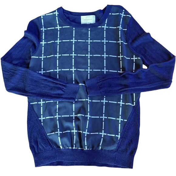Skies are‎ Blue Women's Pullover Top, Size Small, Blue & White Geometric Knit - Picture 3 of 9